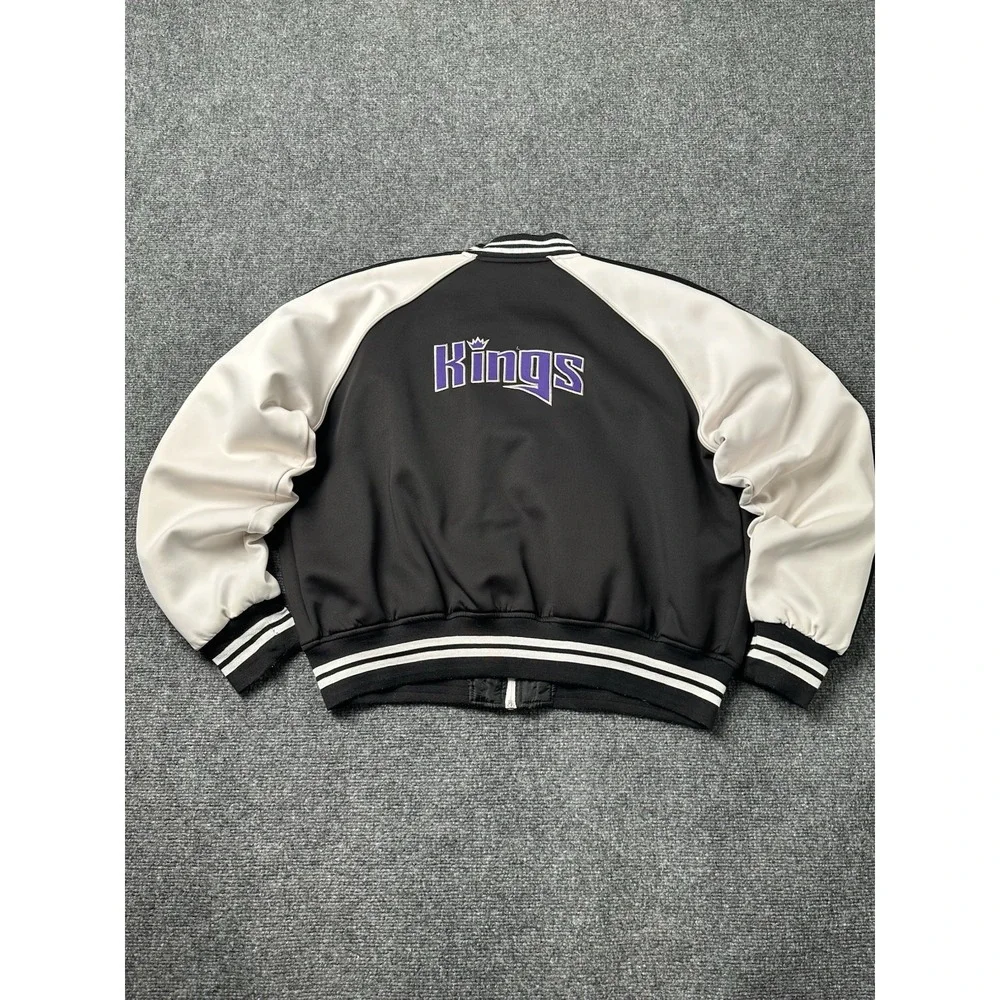 Womens Short Length Jacket Sacramento Kings Black White Zip Up NBA, Size XL - Picture 1 of 11